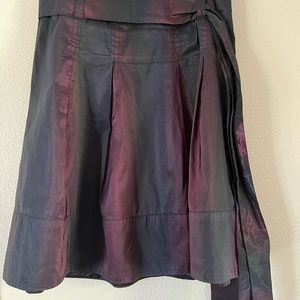 Express Design Studio Purple Satin A-Line Pleated Skirt Tie Belt Size 4